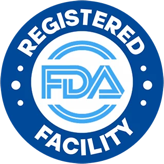 FDA registered facility badge used by the seller, shown to explain is SlimTide FDA approved